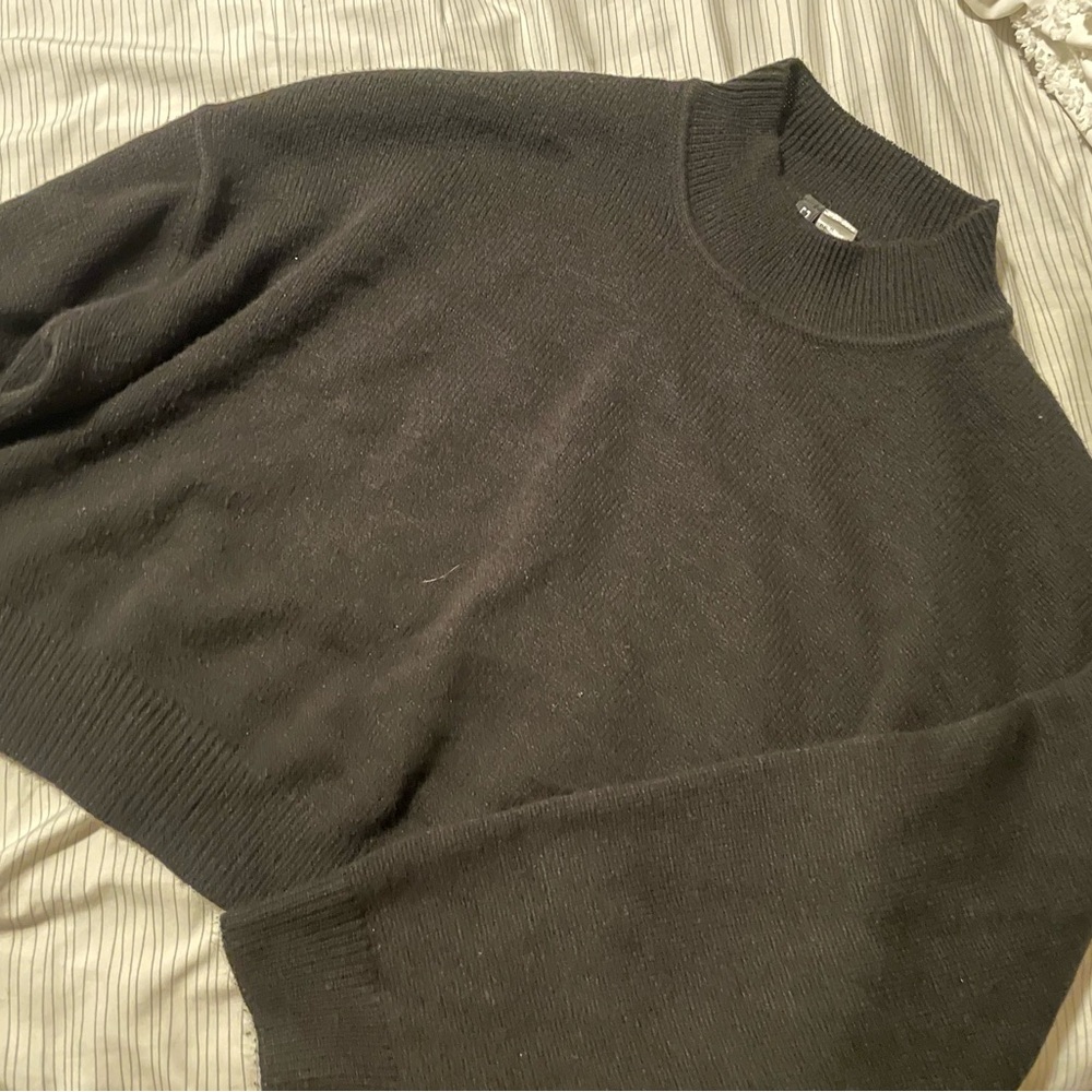 Black crop mock neck sweater